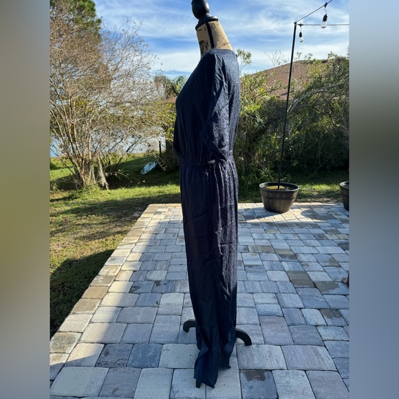 Maeve by Anthropologie Jacqueline Jacquard Leopard Jumpsuit Navy Blue Medium - Picture 9 of 14